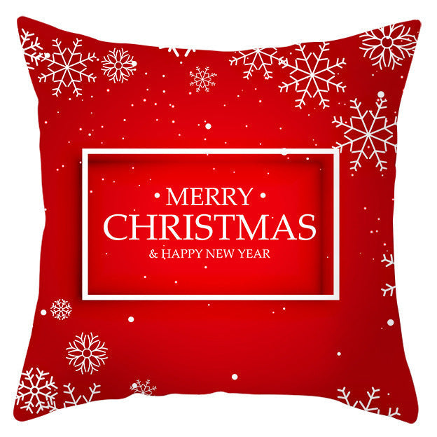 KTX-433363 Festive Santa Elk Snowflake Pillow Cover - 45x45cm Polyester Cushion Cover for Christmas Decor