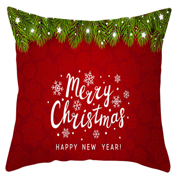 KTX-433363 Festive Santa Elk Snowflake Pillow Cover - 45x45cm Polyester Cushion Cover for Christmas Decor