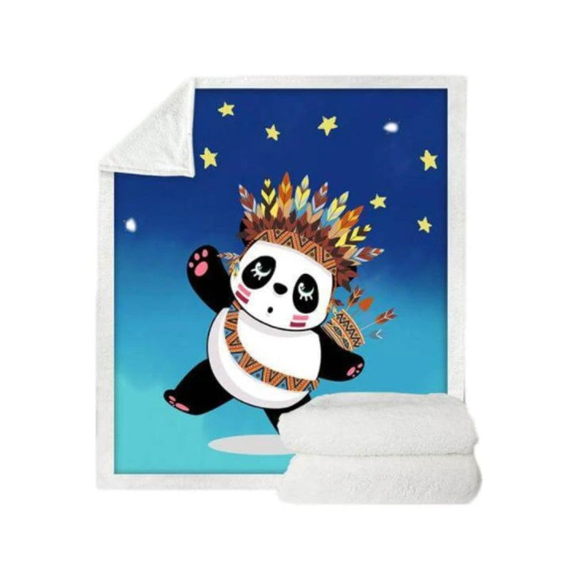 KTX-433491 Panda Series Coral Fleece Flannel Blanket for Cozy Comfort