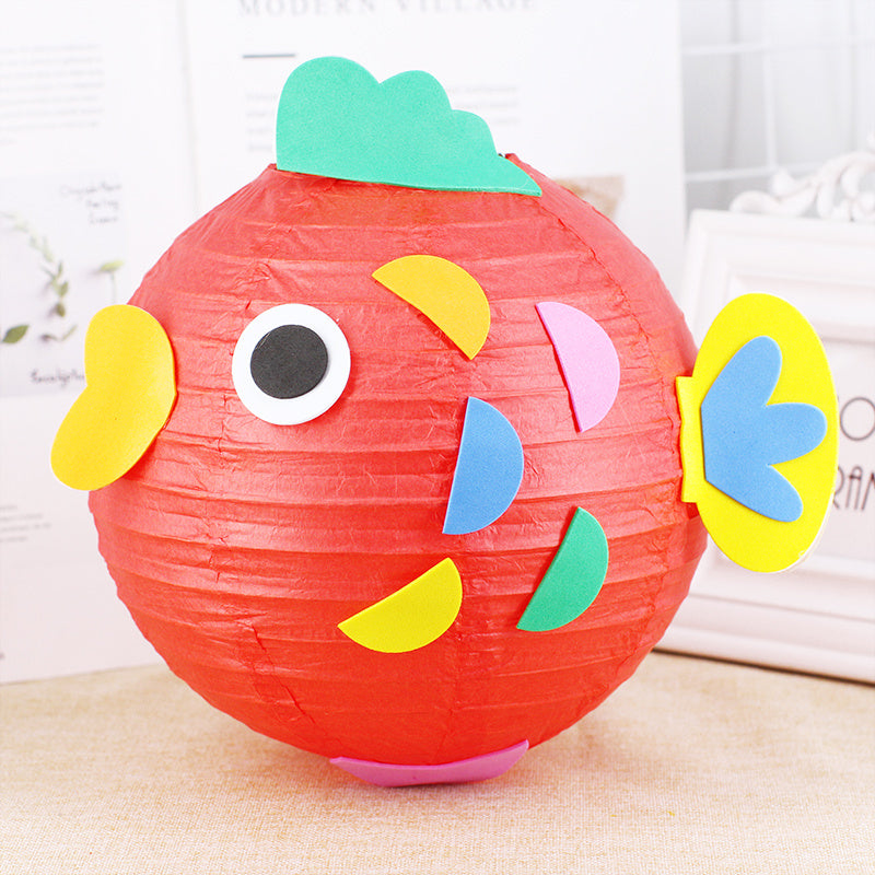 KTX-433619 Handmade Round Paper Lantern DIY Kit with Metal Frame