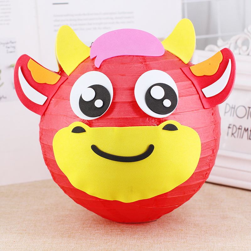 KTX-433619 Handmade Round Paper Lantern DIY Kit with Metal Frame