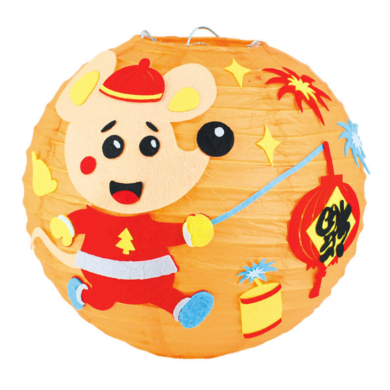 KTX-433619 Handmade Round Paper Lantern DIY Kit with Metal Frame
