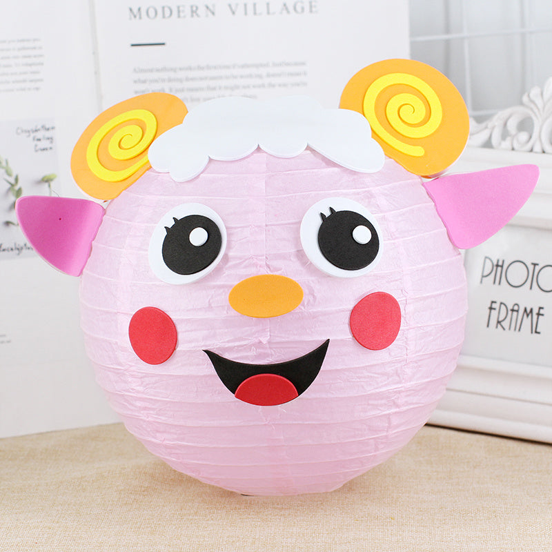 KTX-433619 Handmade Round Paper Lantern DIY Kit with Metal Frame