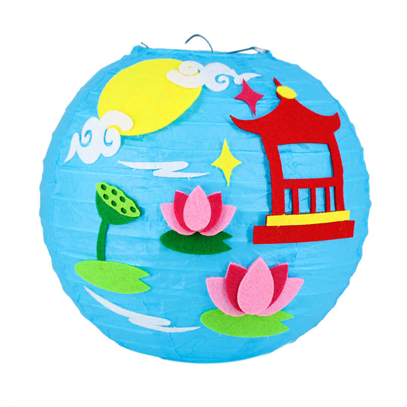 KTX-433619 Handmade Round Paper Lantern DIY Kit with Metal Frame