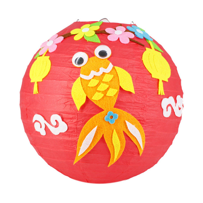 KTX-433619 Handmade Round Paper Lantern DIY Kit with Metal Frame