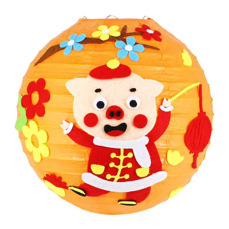 KTX-433619 Handmade Round Paper Lantern DIY Kit with Metal Frame