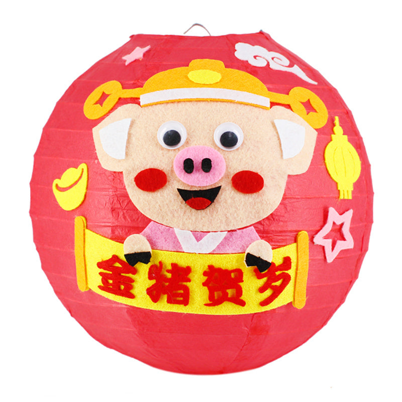 KTX-433619 Handmade Round Paper Lantern DIY Kit with Metal Frame