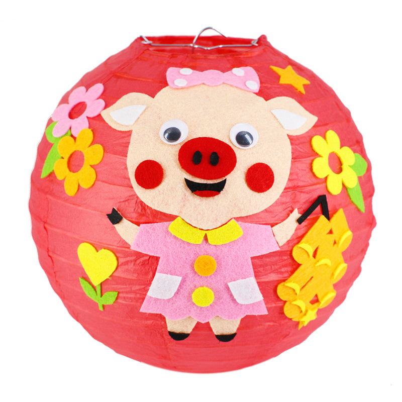 KTX-433619 Handmade Round Paper Lantern DIY Kit with Metal Frame