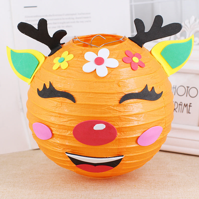 KTX-433619 Handmade Round Paper Lantern DIY Kit with Metal Frame