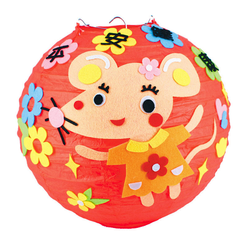 KTX-433619 Handmade Round Paper Lantern DIY Kit with Metal Frame