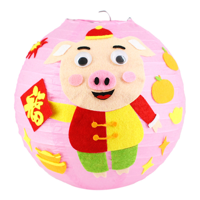 KTX-433619 Handmade Round Paper Lantern DIY Kit with Metal Frame