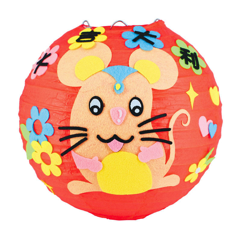 KTX-433619 Handmade Round Paper Lantern DIY Kit with Metal Frame