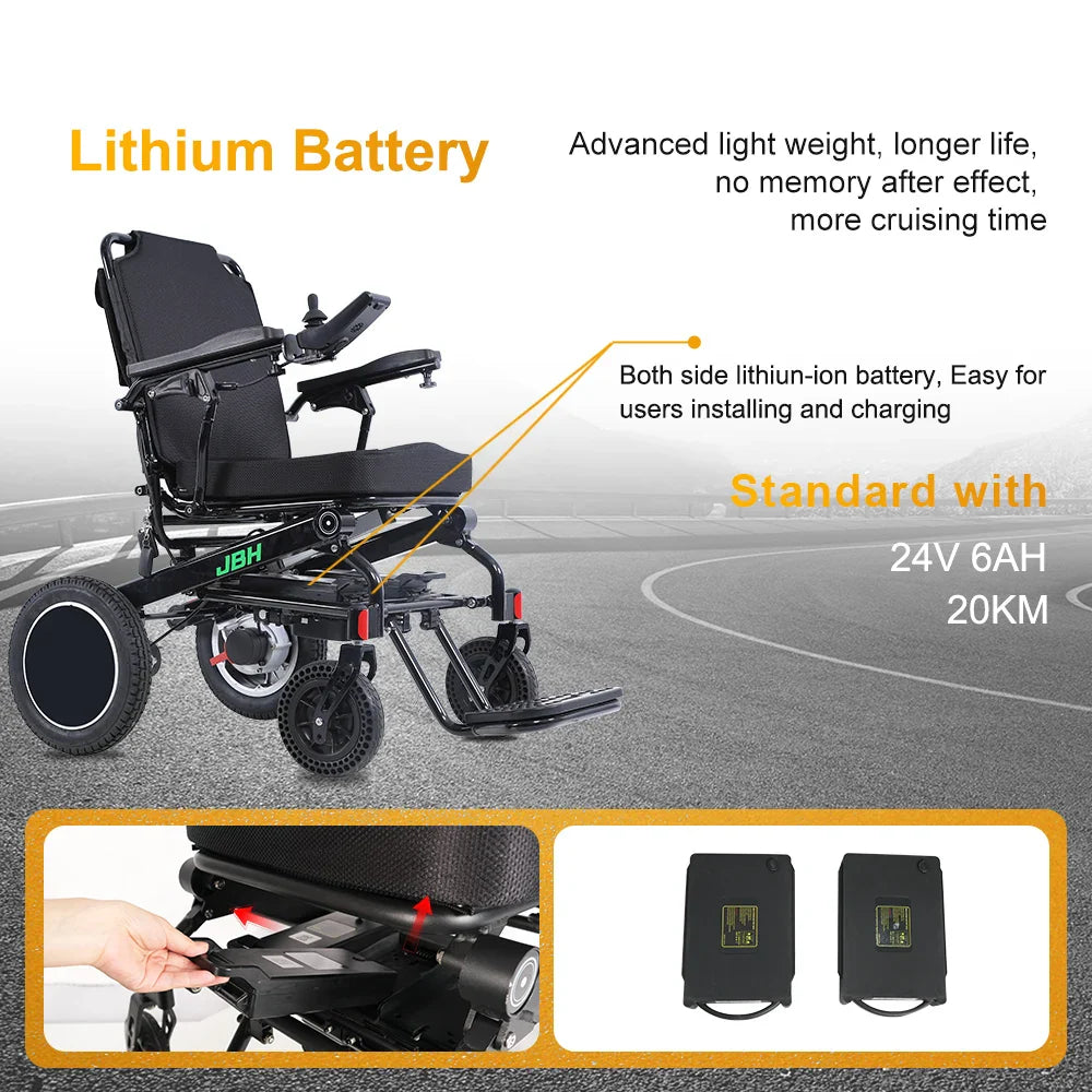 KTX-434707 Electric Power Wheelchair D15B for Adults, Removable Battery, High Strength Metal Frame, Max Load 120 kg, CE Certified