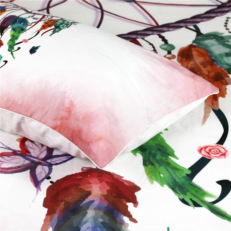 KTX-434835 Three-Piece Bedding Set with Love Dreamcatcher Design, Compatible with 1.8m Beds, Polyester Material