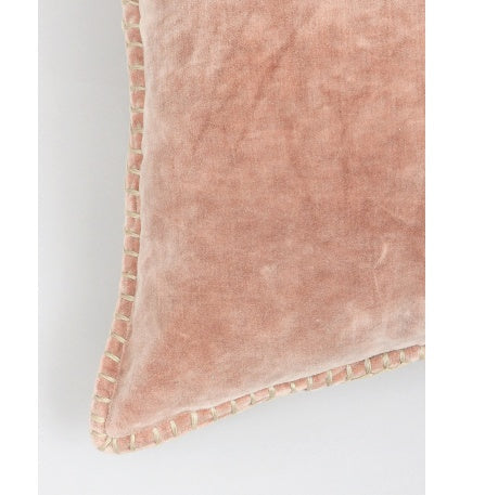 KTX-435795 Stonewashed Cotton Velvet Throw Pillow with Hand-Stitched Edges, 19x19 Inch, Eco-Friendly Decor