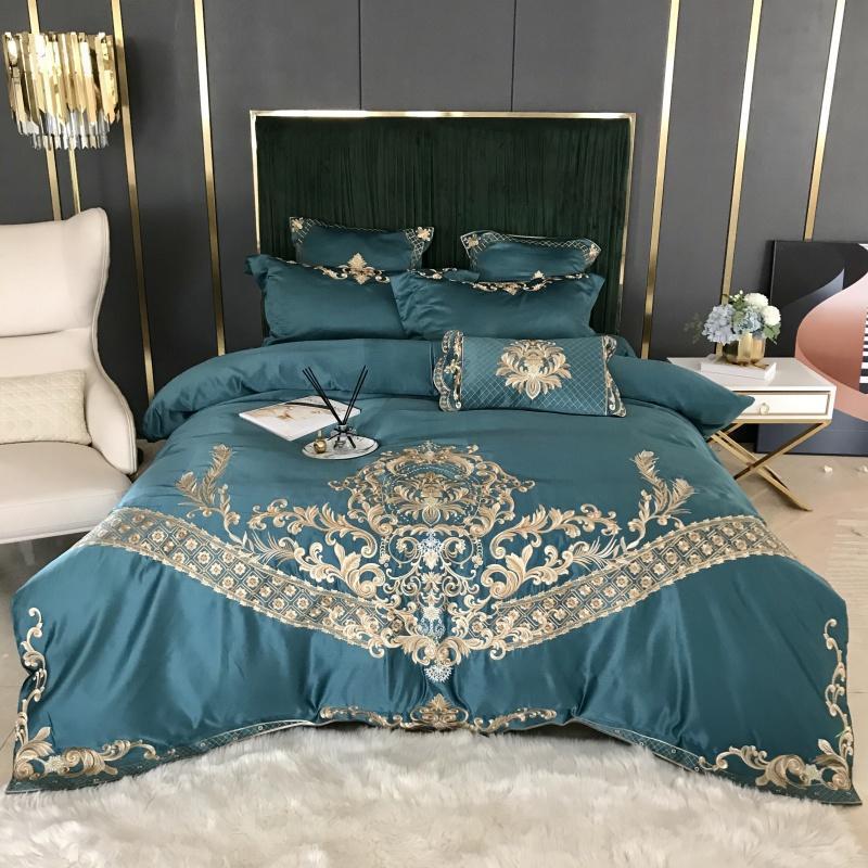 KTX-436307 Embroidered Tencel Cotton Bed Linen Set with Duvet Cover - Four-Piece Collection for 1.5m to 2m Beds