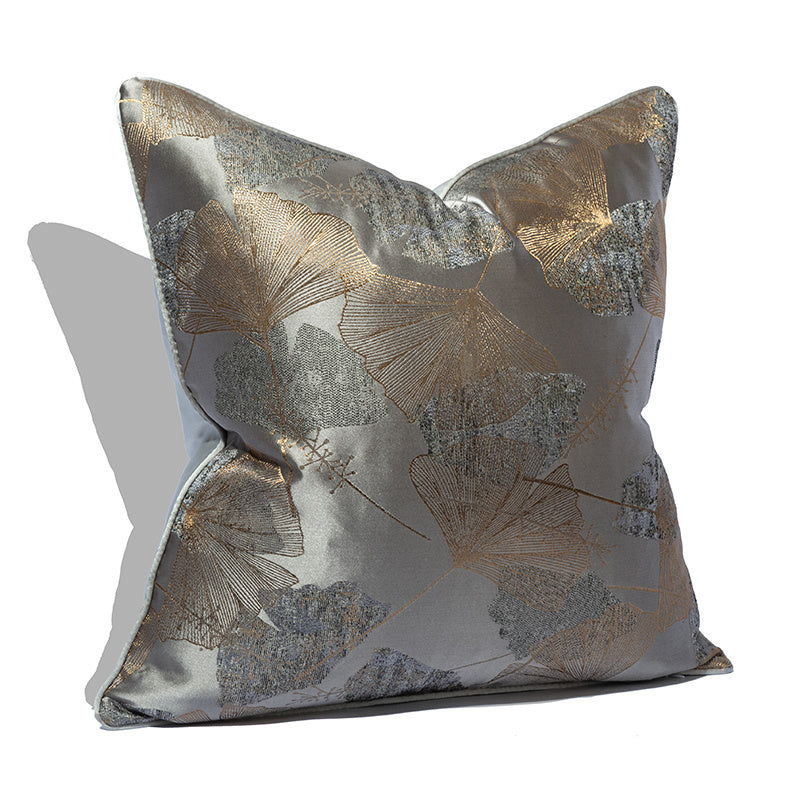 KTX-436819 Botanical Dark Grey Square Cushion Covers for Minimalist Living Room Decor