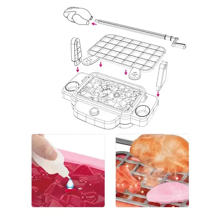 KTX-436819 Kids Kitchen Barbecue Playset with Light, Sound, Smoke & Water Spray - Simulation Toy for Ages 2-6