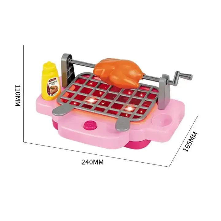 KTX-436819 Kids Kitchen Barbecue Playset with Light, Sound, Smoke & Water Spray - Simulation Toy for Ages 2-6