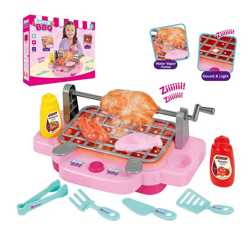 KTX-436819 Kids Kitchen Barbecue Playset with Light, Sound, Smoke & Water Spray - Simulation Toy for Ages 2-6