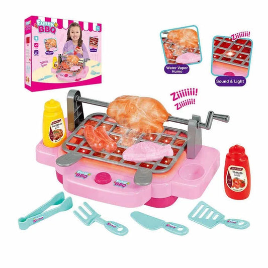 KTX-436819 Kids Kitchen Barbecue Playset with Light, Sound, Smoke & Water Spray - Simulation Toy for Ages 2-6