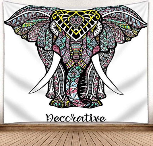 KTX-440147 Elephant 3D Mural Tapestry Wall Hanging for Bohemian Home Decor