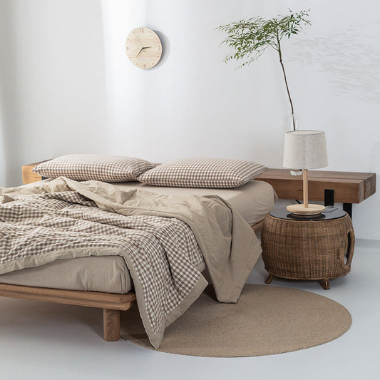 KTX-440275 Cotton Yarn-Dyed Washed Summer Quilt Set with Bed Sheet and Pillowcases - Available in Multiple Sizes