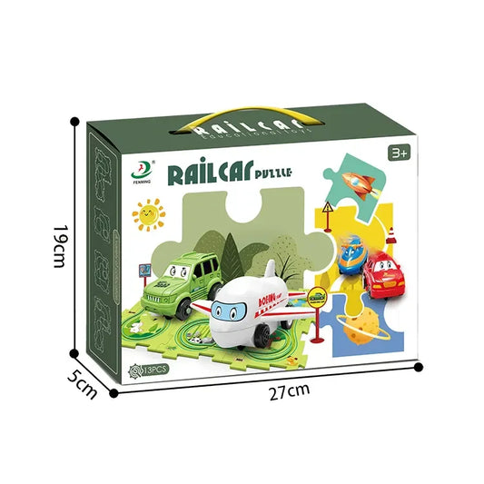 Children's DIY Puzzle Tracks and Vehicle Slot Rail Car Adventure Set