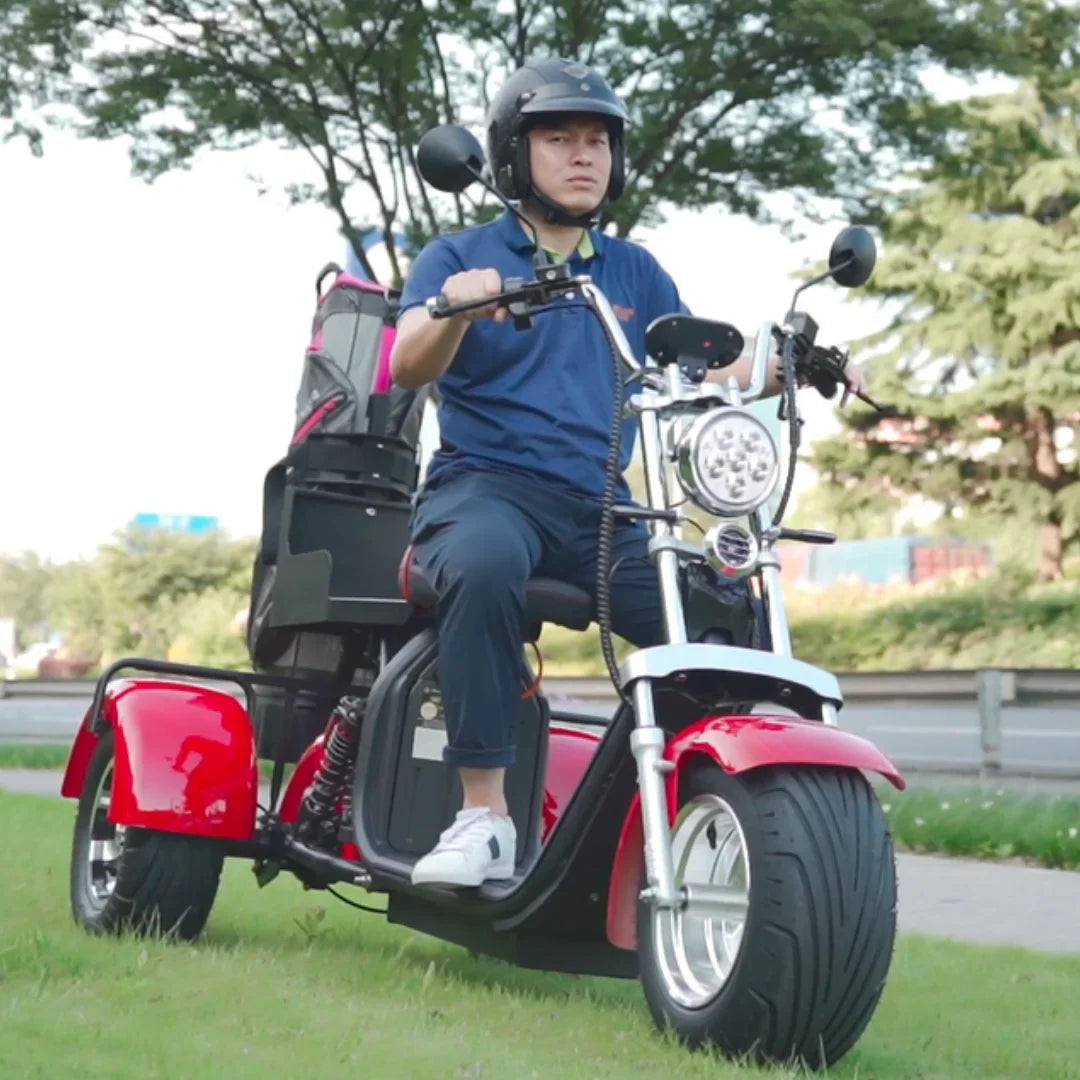 KTX-440787 2000W 3-Wheel Electric Scooter with 10-Inch Tires and Lithium Battery - 60V, 90km Range, 150kg Max Load