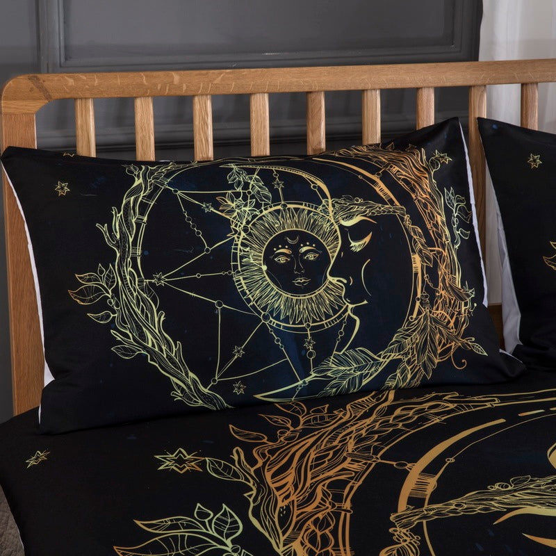 KTX-440915 Cross-border Gold Sticker Series Three-Piece Bed Set - Polyester, Reactive Print, Available in Black Gold