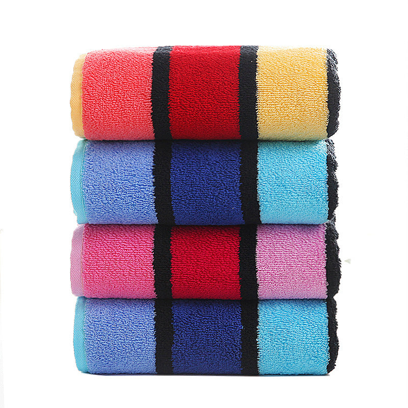 KTX-441171 Soft Cotton Striped Face Towel for Couples - Quick Absorbent, 72x36 cm, Available in Yellow, Red, Blue