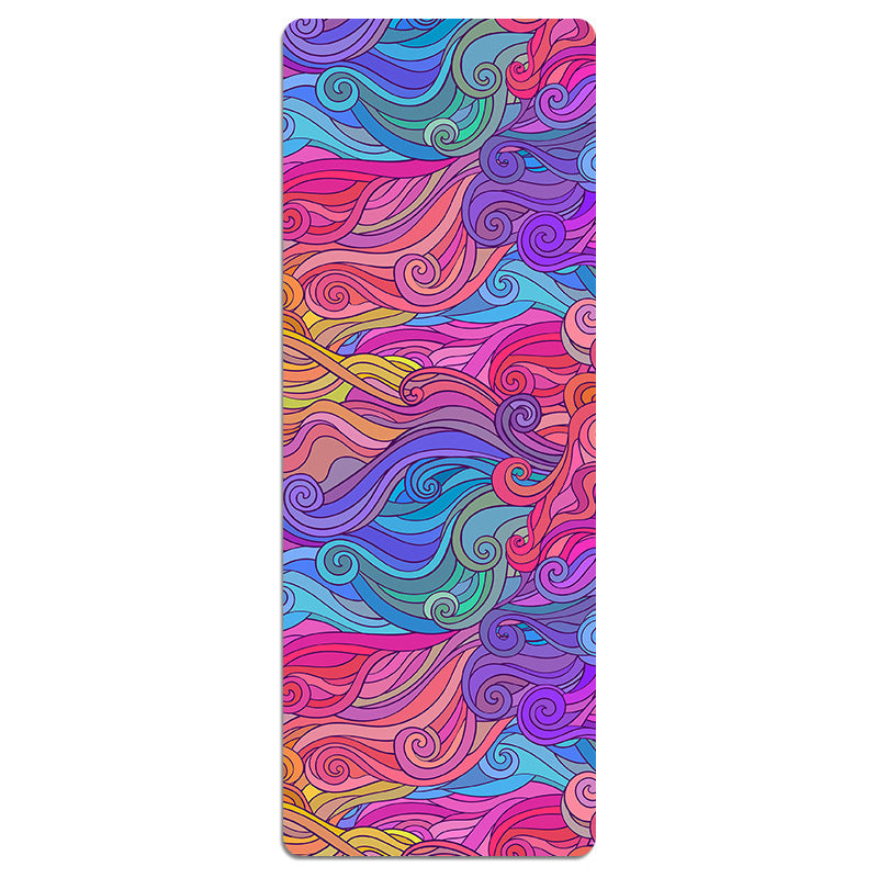 KTX-441491 Foldable Portable Non-Slip Yoga Mat with Geometric Patterns and Colorful Designs