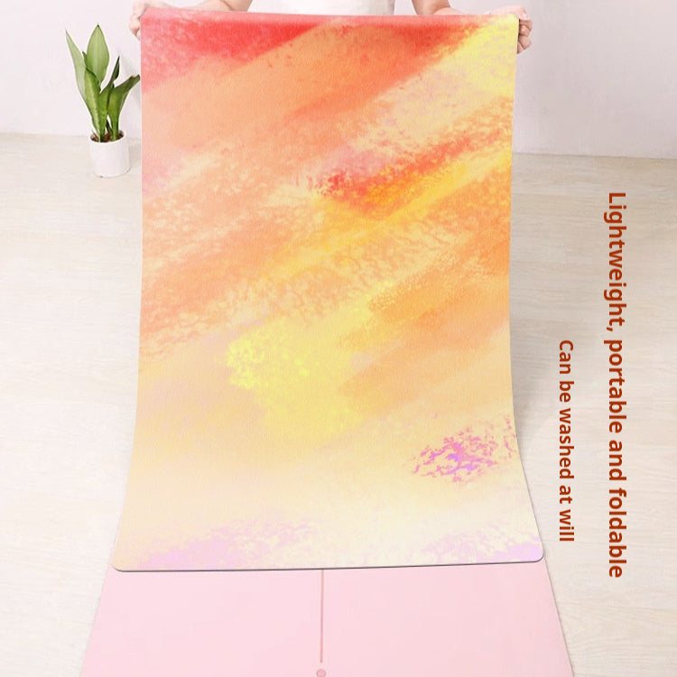 KTX-441491 Foldable Portable Non-Slip Yoga Mat with Geometric Patterns and Colorful Designs