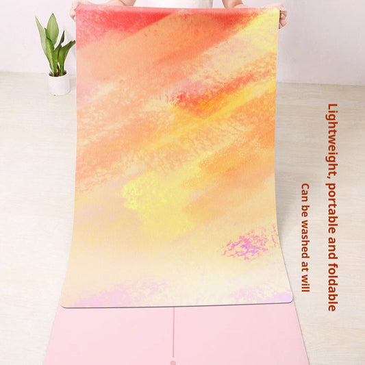 KTX-441491 Foldable Portable Non-Slip Yoga Mat with Geometric Patterns and Colorful Designs