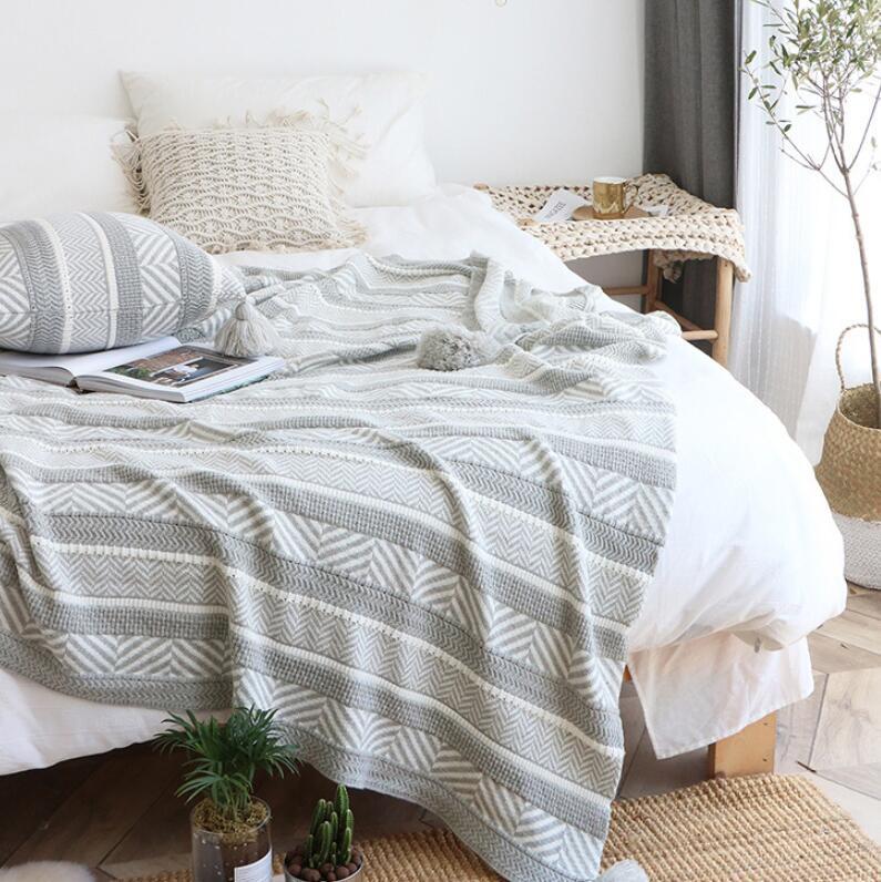 KTX-441747 Tufted Gray Bohemian Pillow Cushion - Retro Ethnic Style Decor