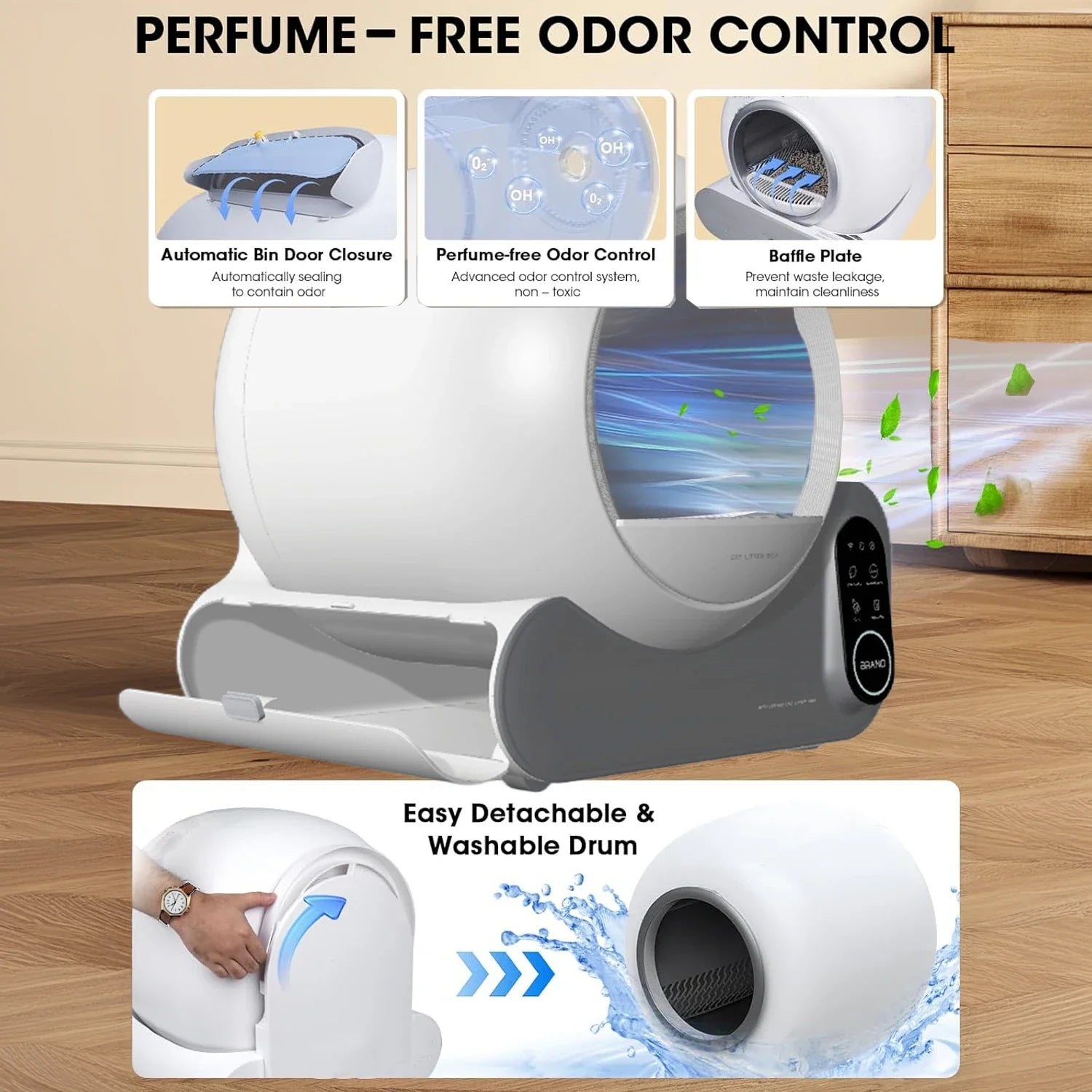 KTX-441875 Automatic Cat Litter Box with APP Control and Odor Removal System - 66L Capacity, Eco-Friendly Materials