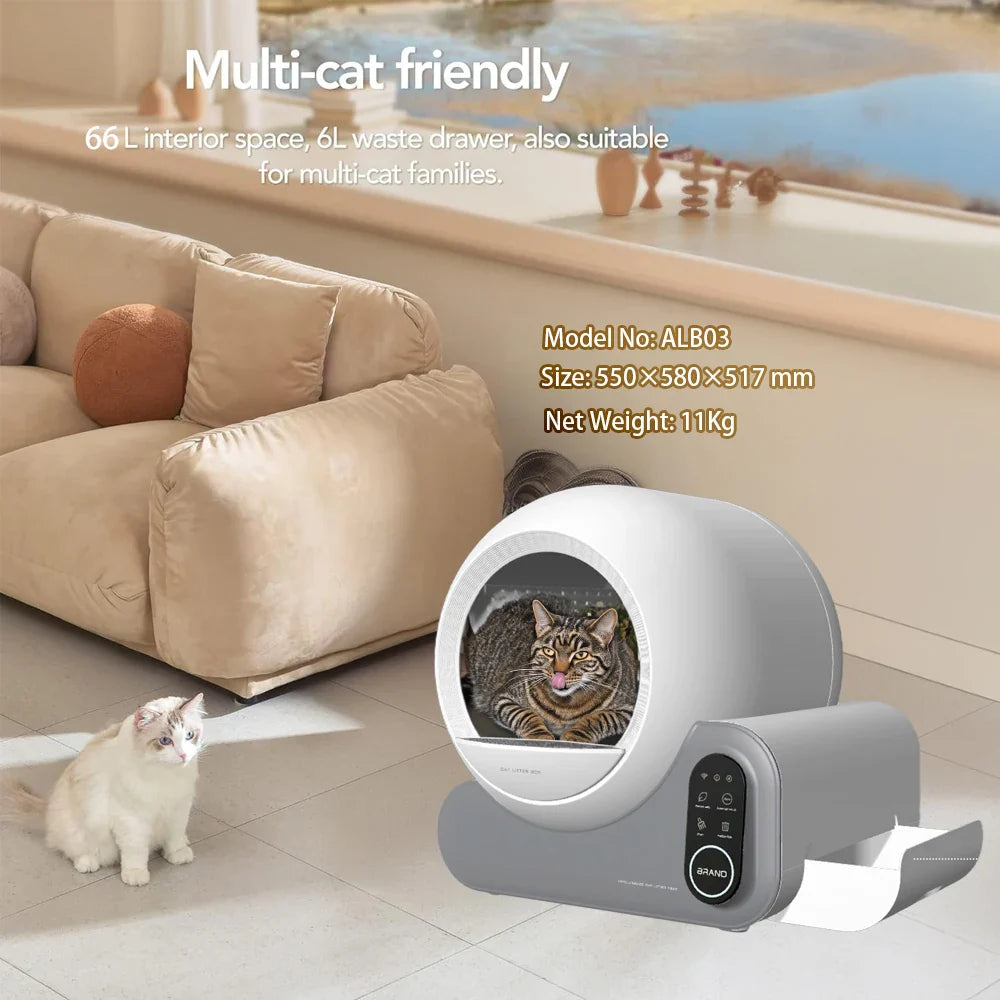 KTX-441875 Automatic Cat Litter Box with APP Control and Odor Removal System - 66L Capacity, Eco-Friendly Materials