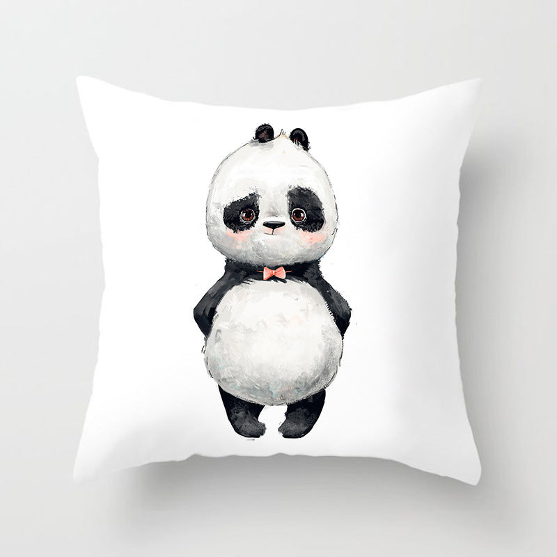 KTX-442643 Cartoon Panda Pillowcase - Cozy Peach Skin Cushion Cover for Bedroom and Living Room, 45x45cm