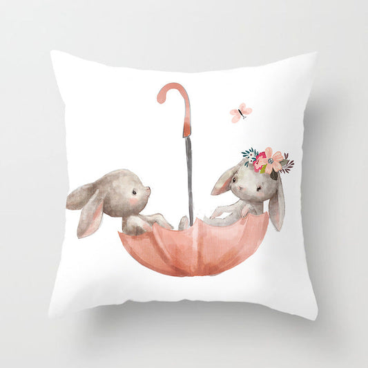 KTX-442643 Cartoon Panda Pillowcase - Cozy Peach Skin Cushion Cover for Bedroom and Living Room, 45x45cm