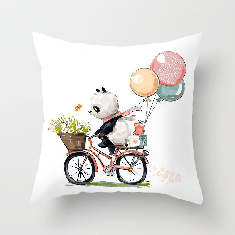 KTX-442643 Cartoon Panda Pillowcase - Cozy Peach Skin Cushion Cover for Bedroom and Living Room, 45x45cm