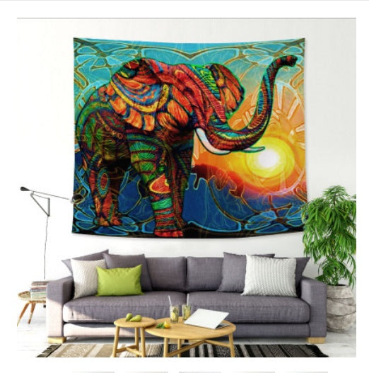 KTX-443667 Sunshine Elephant Cartoon Tapestry for Living Room, Bedroom, and Entryway Decor