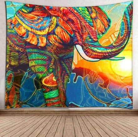 KTX-443667 Sunshine Elephant Cartoon Tapestry for Living Room, Bedroom, and Entryway Decor