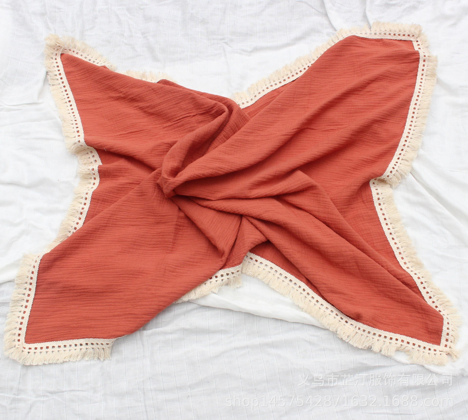 KTX-444371 Soft Baby Cotton Double Gauze Tassel Bath Towel - Versatile & Comfortable in Various Colors