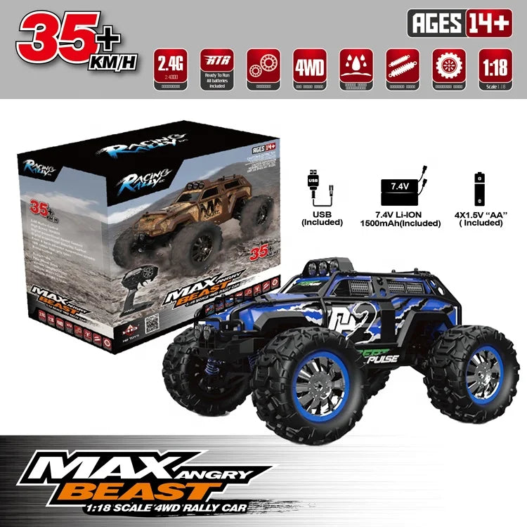 KTX-446867 1:18 High Speed 4WD RC Car with TPR Wheels, 35km/h, Ready-to-Go Off-Road Toy for Ages 5 and Up
