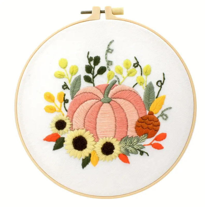 KTX-447187 Handmade Three-Dimensional Flower and Butterfly Embroidery Kit, Cotton Canvas 28x28cm