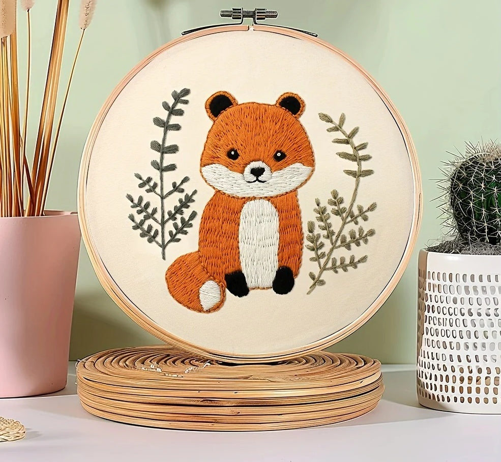 KTX-447187 Handmade Three-Dimensional Flower and Butterfly Embroidery Kit, Cotton Canvas 28x28cm