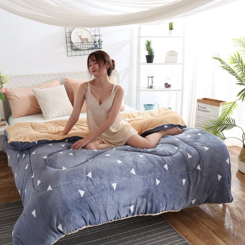 KTX-448339 Lamb Velvet Winter Quilt for Couples - Soft, Warm, 150x200 cm