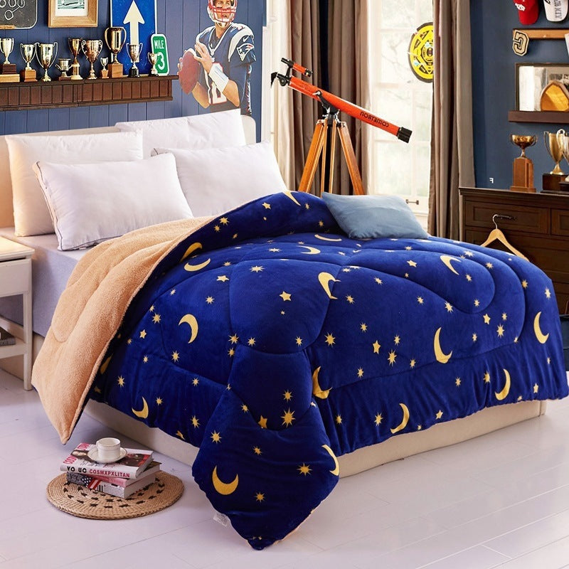 KTX-448339 Lamb Velvet Winter Quilt for Couples - Soft, Warm, 150x200 cm