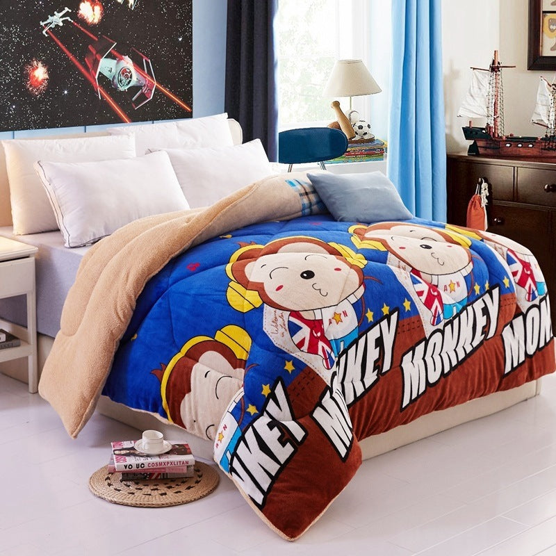 KTX-448339 Lamb Velvet Winter Quilt for Couples - Soft, Warm, 150x200 cm