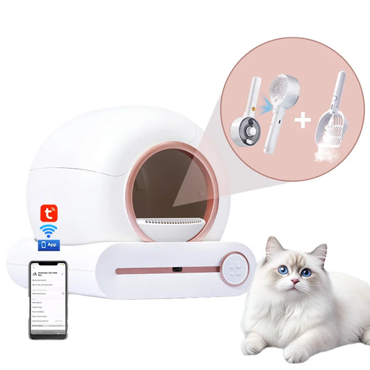 KTX-448787 Smart Self-Cleaning Cat Litter Box with Large Capacity and Odor Control - 11L Plastic Design